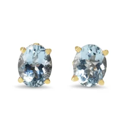 14ct Yellow Gold Aquamarine and Diamond Earrings