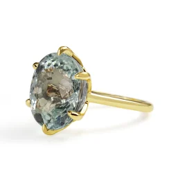 18ct Yellow Gold Aquamarine Solitaire Ring