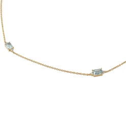 18ct Yellow Gold Aquamarine and Diamond Necklace