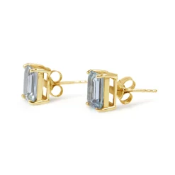 9ct Yellow Gold Aquamarine Stud Earrings