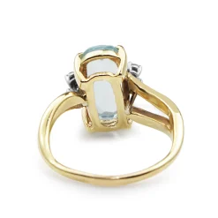 14ct Yellow Gold Aquamarine and Diamond Ring