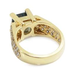 14ct Yellow Gold Aquamarine and Diamond Pavé Ring