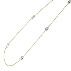 18ct Yellow Gold Aquamarine and Diamond Necklace