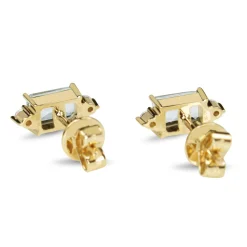 18ct Yellow Gold Aquamarine and Diamond Stud Earrings