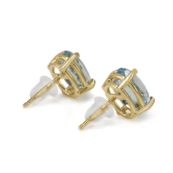 14ct Yellow Gold Aquamarine Stud Earrings