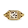14ct Yellow Gold Art Deco Old Cut Diamond Solitaire Ring