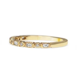 9ct Yellow Gold Art Deco Style Baguette Diamond Band Ring