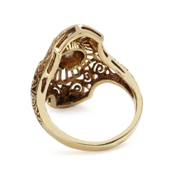 14ct Yellow Gold Art Deco Style Champagne Diamond Ring