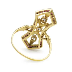 18ct Yellow Gold Art Nouveau Ruby and Diamond Ring