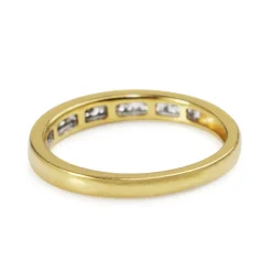 18ct Yellow Gold Baguette and Brilliant Cut Diamond Channel Set Band Ring