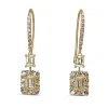 18ct Yellow Gold Baguette Diamond Halo Drop Earrings