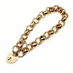 9ct Yellow Gold Belcher Link Bracelet with Padlock Clasp