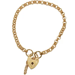 9ct Yellow Gold Belcher Link Bracelet with Padlock Clasp