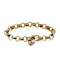 9ct Yellow Gold Belcher Link Bracelet with Padlock Clasp