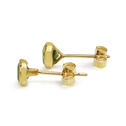 9ct Yellow Gold Bezel Peridot Stud Earrings
