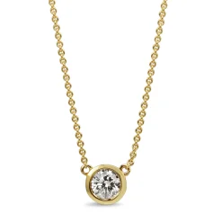 18ct Yellow Gold Bezel Solitaire Diamond Necklace