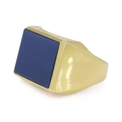 14ct Yellow Gold Big Square Agate Signet Ring
