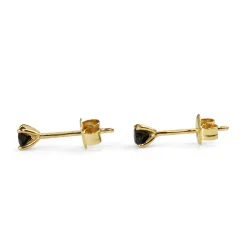 9ct Yellow Gold Black Diamond Stud Earrings