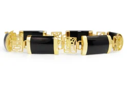 14ct Yellow Gold Black Jade Bracelet