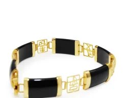 14ct Yellow Gold Black Jade Bracelet