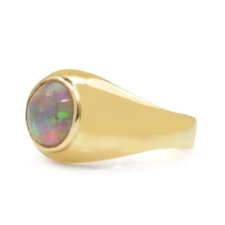14ct Yellow Gold Black Opal Ring