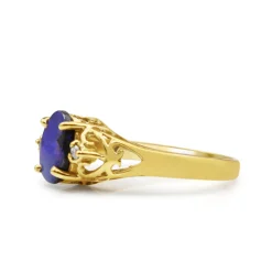 9ct Yellow Gold Boulder Opal and Diamond Ring
