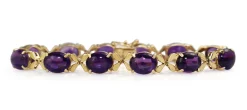 14ct Yellow Gold Cabochon Amethyst Vintage Bracelet