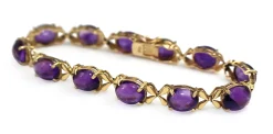 14ct Yellow Gold Cabochon Amethyst Vintage Bracelet