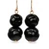 9ct Yellow Gold Carved Jet Earrings
