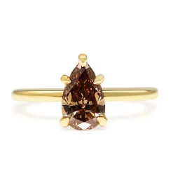 18ct Yellow Gold Champagne Pear Solitaire Ring