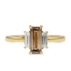 18ct Yellow Gold Champagne 3 Stone Baguette Diamond Ring