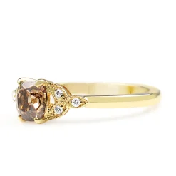 18ct Yellow Gold Champagne Old Cut Vintage Style Ring