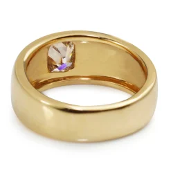 18ct Yellow Gold Champagne Old Mine Cut Diamond Wide Band Ring