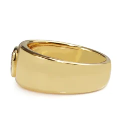 18ct Yellow Gold Champagne Old Mine Cut Diamond Wide Band Ring