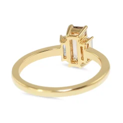 18ct Yellow Gold Champagne 3 Stone Baguette Diamond Ring