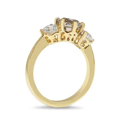 18ct Yellow Gold Champagne Diamond 3 Stone Ring