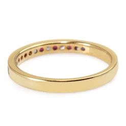9ct Yellow Gold Channel Set Ruby and Diamond Ring