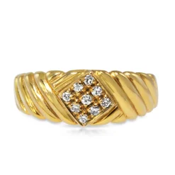 9ct Yellow Gold Checkerboard Diamond Band Ring