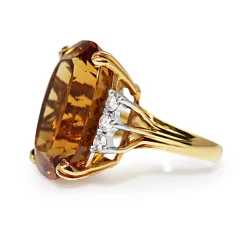 18ct Yellow Gold Citrine and Diamond Cocktail Ring