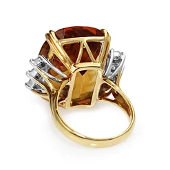 18ct Yellow Gold Citrine and Diamond Cocktail Ring
