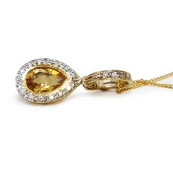 9ct Yellow Gold Citrine and Diamond Pendant / Enhancer