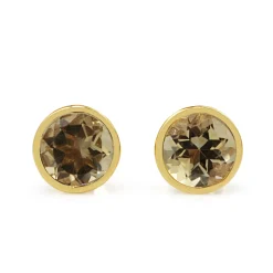 9ct Yellow Gold Citrine Bezel Stud Earrings