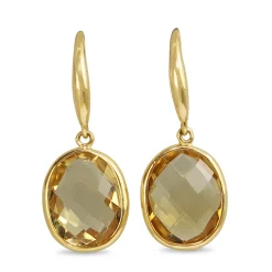 9ct Yellow Gold Citrine Drop Earrings