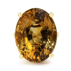 18ct Yellow Gold Citrine Solitaire Cocktail Ring