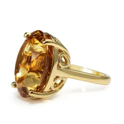 18ct Yellow Gold Citrine Solitaire Cocktail Ring