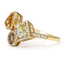 18ct Yellow Gold Citrine, Tanzanite, Green Amethyst and Diamond Ring