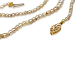 14ct Yellow Gold Clasp with Antique Natural Pearl Necklace