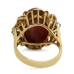 14ct Yellow Gold Coral and Diamond Cocktail Ring