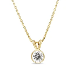 14ct Yellow Gold .85ct Bezel Diamond Solitaire Necklace