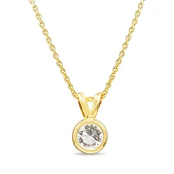14ct Yellow Gold .85ct Bezel Diamond Solitaire Necklace